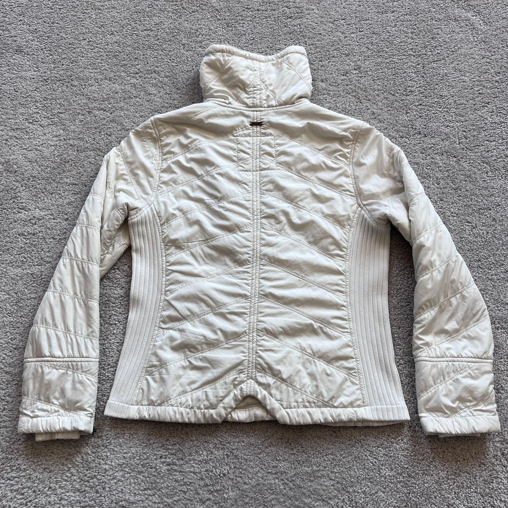 PrAna Diva Sherpa Fleece Jacket Womens M White Full Zip Rib Knit Outdoor - Picture 2 of 16